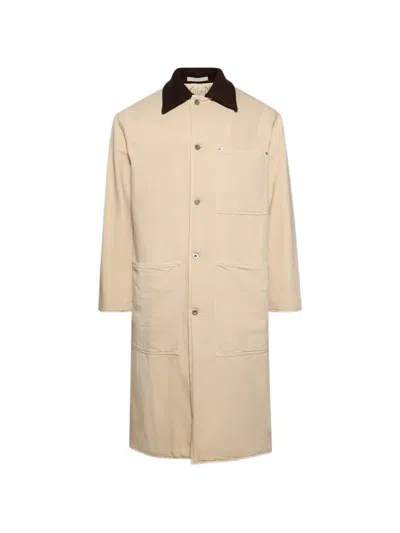 Jil Sander Sport 99 Patch-pocket Corduroy-collar Coat In Neutral