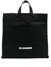 Jil Sander Canvas Handbag With Logo Print In Black