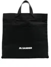 Jil Sander Black Canvas Shopping Bag In Black