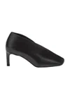 Jil Sander Square Head Leather Shallow Mouth Shoes In Black