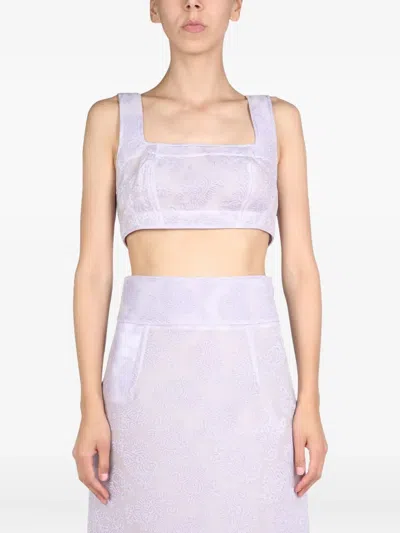 JIL SANDER SQUARE-NECK PAISLEY-PATTERN TOP