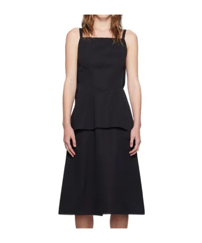 Jil Sander Square Neck Sleeveless Dress In Black
