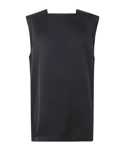 Jil Sander Square Neck Sleeveless Vest In Black