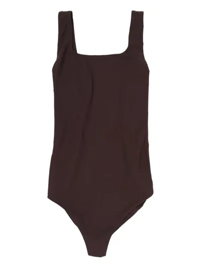 Jil Sander Square-neck Swimsuit In Brown