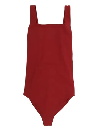 Jil Sander Square-neck Swimsuit In Red