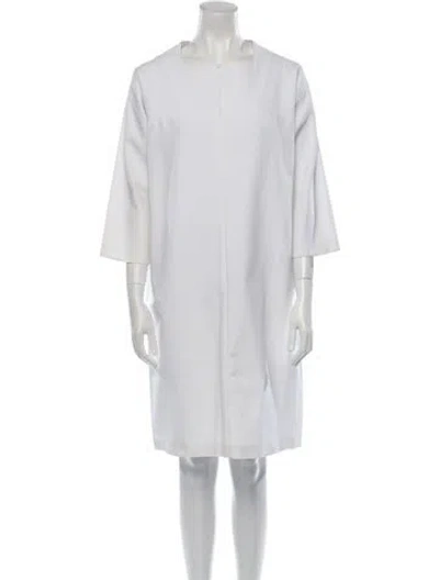 Pre-owned Jil Sander Square Neckline Knee-length Dress In White