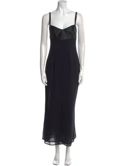Pre-owned Jil Sander Square Neckline Long Dress In Black