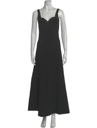 Pre-owned Jil Sander Square Neckline Long Dress In Black