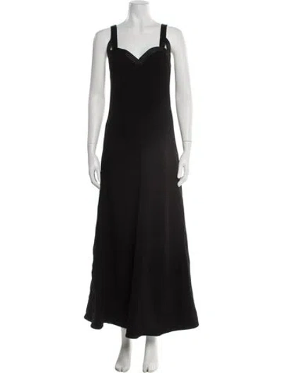 Pre-owned Jil Sander Square Neckline Long Dress In Black