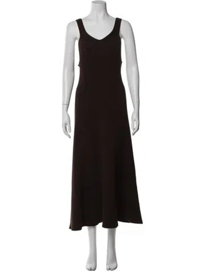 Pre-owned Jil Sander Square Neckline Long Dress In Brown