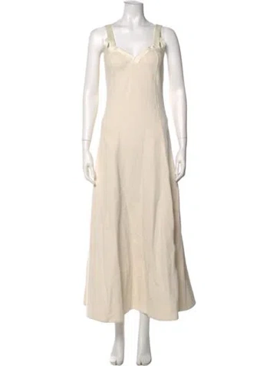Pre-owned Jil Sander Square Neckline Long Dress In Neutral