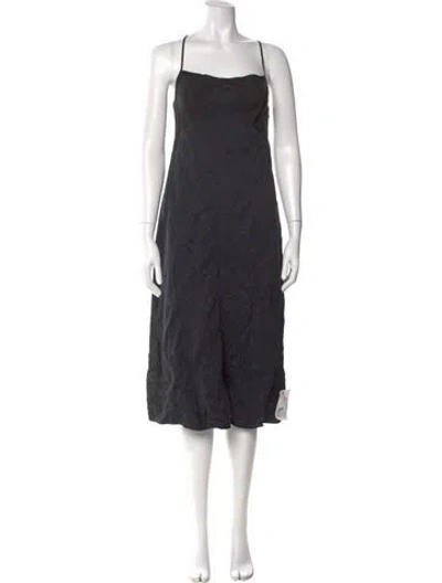 Pre-owned Jil Sander Square Neckline Midi Length Dress In Black