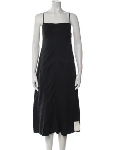 Pre-owned Jil Sander Square Neckline Midi Length Dress In Black