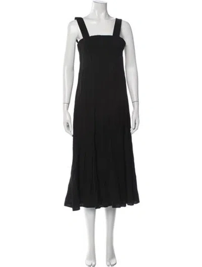 Pre-owned Jil Sander Square Neckline Midi Length Dress In Black