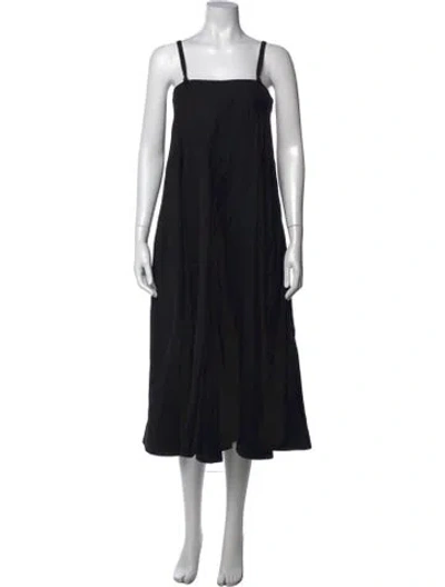 Pre-owned Jil Sander Square Neckline Midi Length Dress In Black