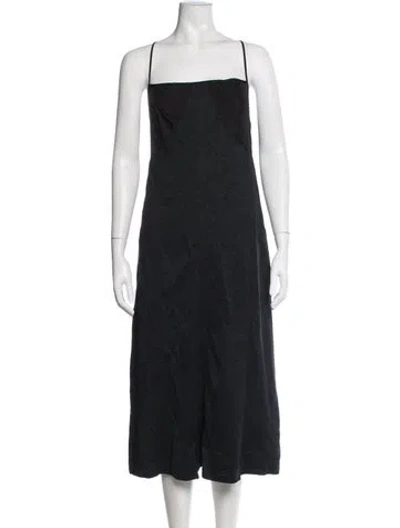 Pre-owned Jil Sander Square Neckline Midi Length Dress In Black