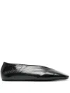 Jil Sander Black Leather Ballet Flats In Black