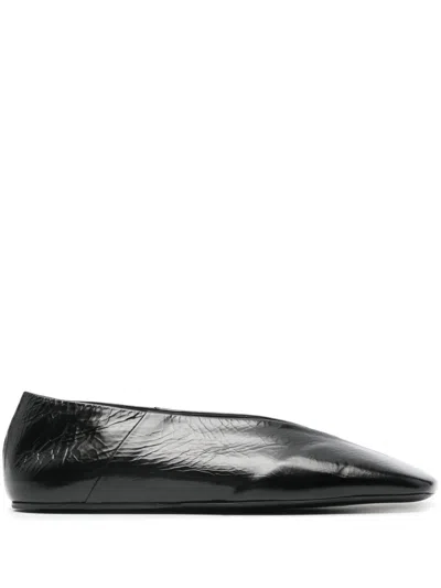 JIL SANDER SQUARE-TOE LEATHER BALLERINA SHOES