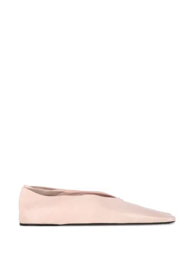Pre-owned Jil Sander Square-toe Leather Ballet Flats In Pink