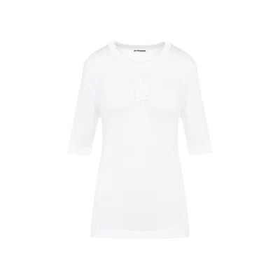 JIL SANDER JIL SANDER SS CN T-SHIRT W/ FLOWER CROCHET