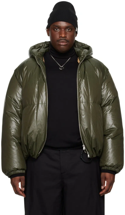 Jil Sander Ssense Exclusive Green Down Jacket In 315 Medium Green