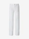 Jil Sander Straight Leg Arched-hem Cotton-linen Trousers In White