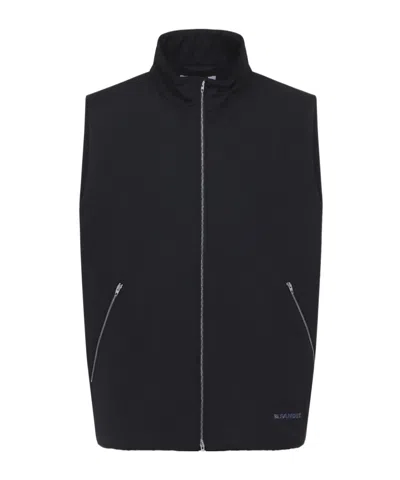Jil Sander Stand-up Collar Vest In Blue