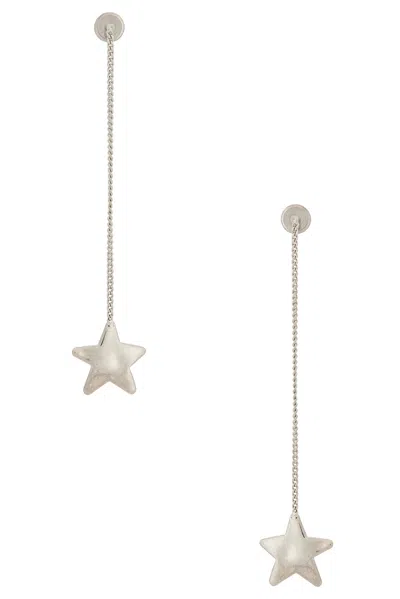 Jil Sander Star Drop Earrings In Silver