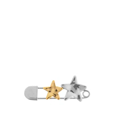 Jil Sander Double Star Brooch In Metallic