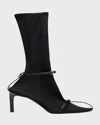 Jil Sander Stivaletto Trunk Nylon T-strap Booties In Black