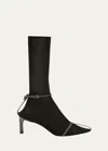 Jil Sander Stivaletto Trunk Nylon T-strap Booties In Shadow