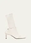 Jil Sander Stivaletto Trunk Nylon T-strap Booties In White Stone