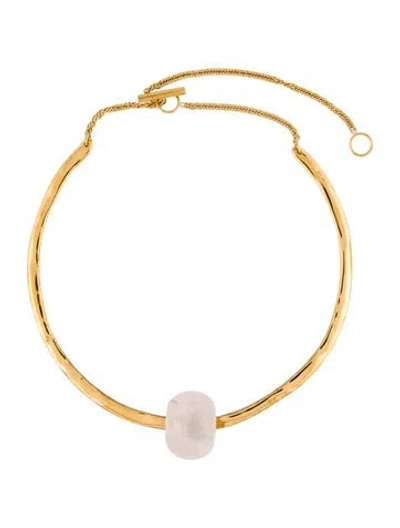 Pre-owned Jil Sander Stone Collar Necklace, 14" In Pink