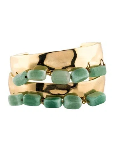Pre-owned Jil Sander Stone Cuff Bracelet Set Of Two, 6" In Multi