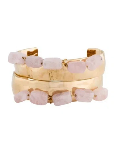 Pre-owned Jil Sander Stone Cuff Bracelet Set Of Two, 6" In Multi