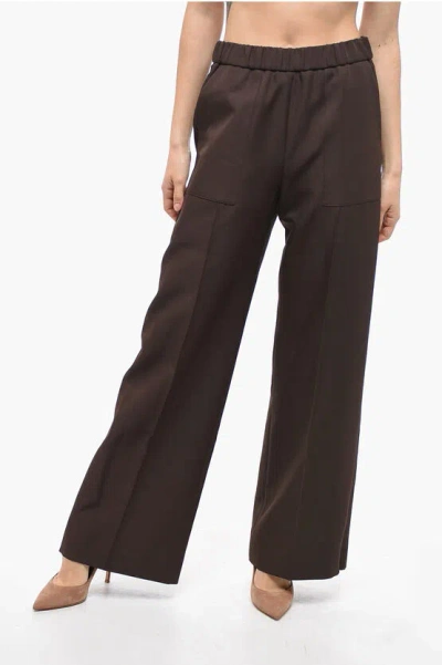 Jil Sander Straight Fit Pants With Elastic Waist In Brown