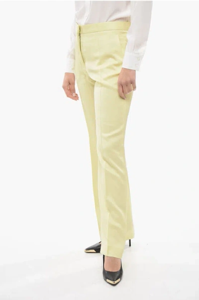 Jil Sander Straight Fit Viscose Satin Trousers With Flush Pockets In Yellow