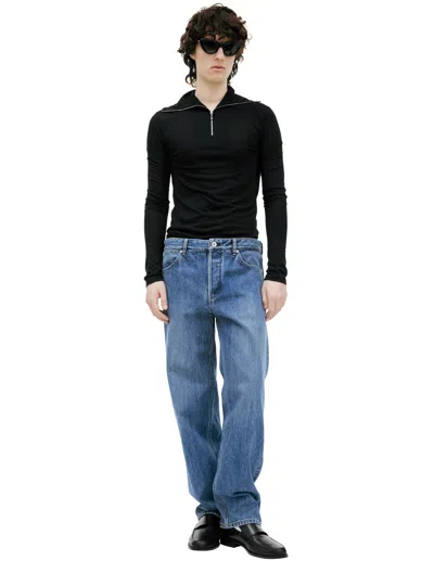 Jil Sander Straight Jeans With Patch In Blue