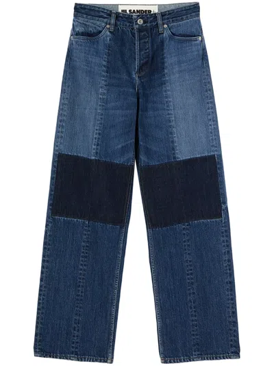 Jil Sander Patchwork-effect High-rise Straight-leg Jeans In Blue
