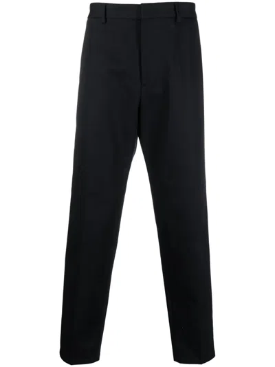 Jil Sander Straight Leg Cotton Trousers In Black