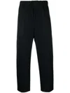 Jil Sander Mid-rise Cotton Tapered Trousers In Blue