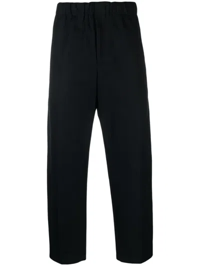 Jil Sander Mid-rise Cotton Tapered Trousers In Blue