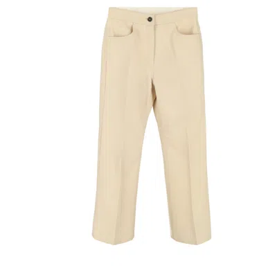 Jil Sander Straight-leg Trousers In Cream Wool In White