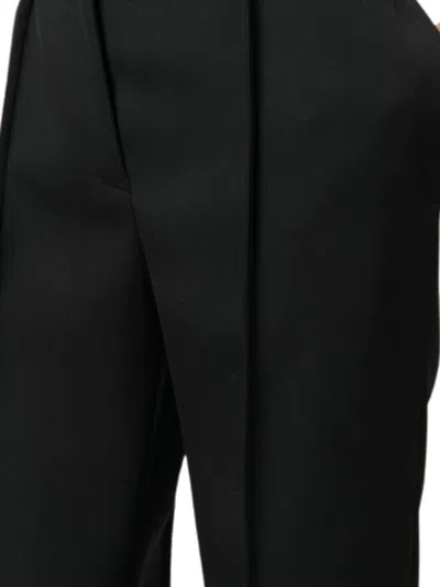 Jil Sander Straight Leg Wool Trousers With Subtle Pleats In Black