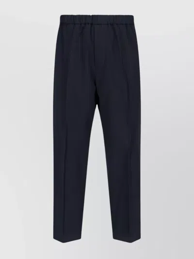 Jil Sander Straight Trousers With Elastic Waistband And Side Pockets In Blue