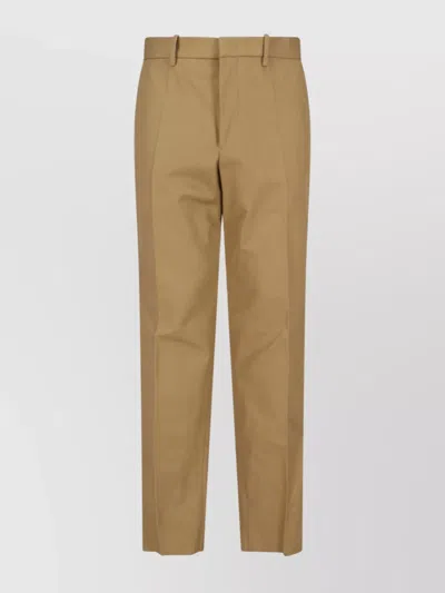 Jil Sander Straight Trousers With Pleated Front And Pockets In Brown