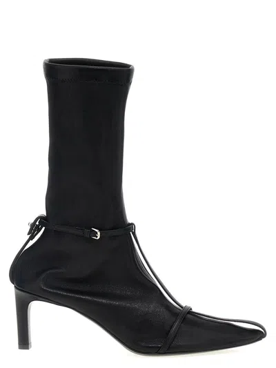 Jil Sander Strap Ankle Boots In Black