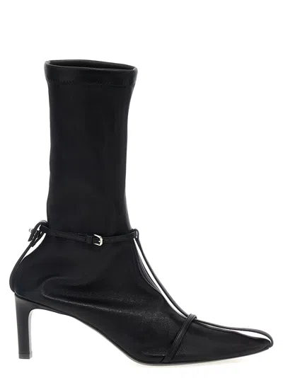 Jil Sander Strap Ankle Boots In Black
