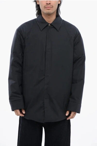 Jil Sander Strap Closure Down Jacket With Collar In Black
