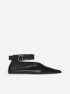 Jil Sander Leather Point-toe Flats In Black